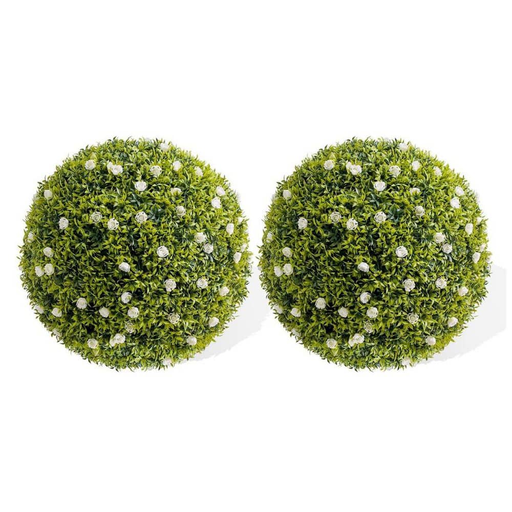 1.87 ft. 2PC Artificial Topiary Flower Balls, Round Topiary Balls w/ Realistic Leaves and Flowers, Hanging Balls, White price history on PriceWatchPro