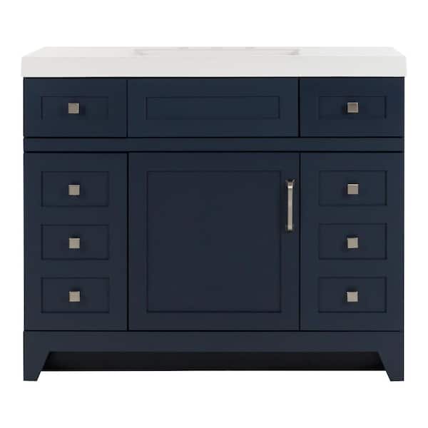 Rosedale 43 in. Single Sink Blue Bath Vanity with White Cultured Marble Top (Assembled)