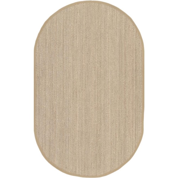 Elijah Seagrass with Border Beige 5 ft. x 8 ft. Oval Rug
