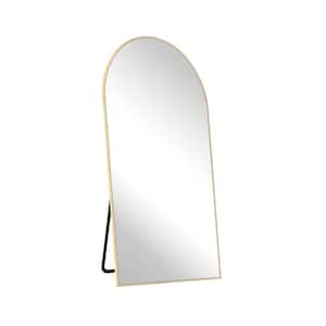 22 in. W x 65.2 in. H Modern Arched Aluminum Frame Gold Standing/Floor Standing Full-length Mirror