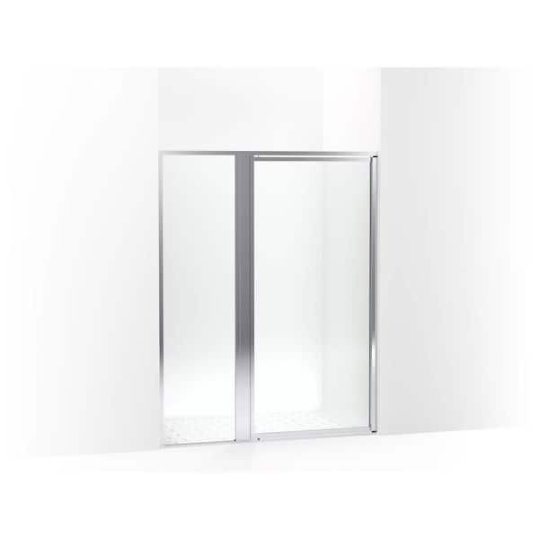 Attend 54 in. W x 69 in. H Pivot Framed Shower Door in Bright Silver