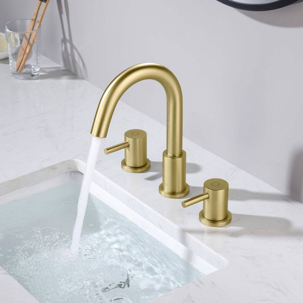 Elegant Brushed Gold Circular Widespread Bathroom Faucet