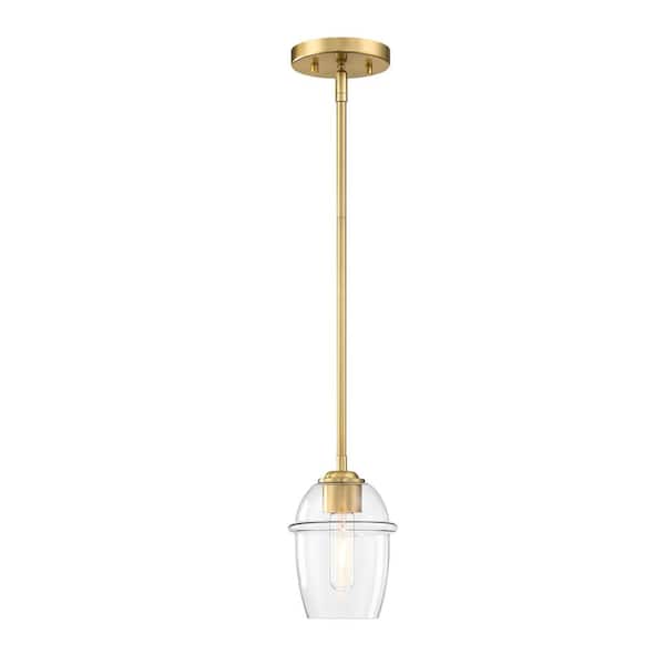 Designers Fountain Summer Jazz 60-Watt 1-Light Brushed Gold Transitional Pendant Light with Clear Glass Shade and No Bulbs Included