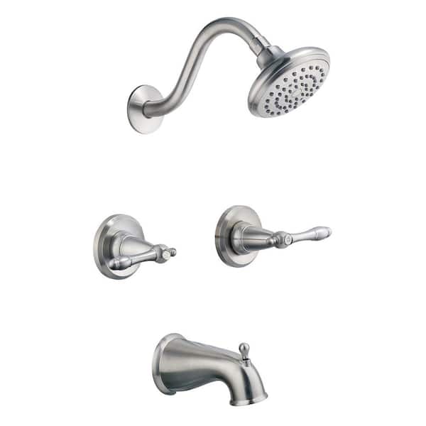 Design House Oakmont 2-Handle 1-Spray Tub and Shower Faucet in Satin Nickel (Valve Included)
