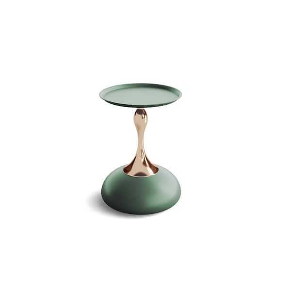 Sudzendf Green Iron Round Outdoor Side Table 1-Piece
