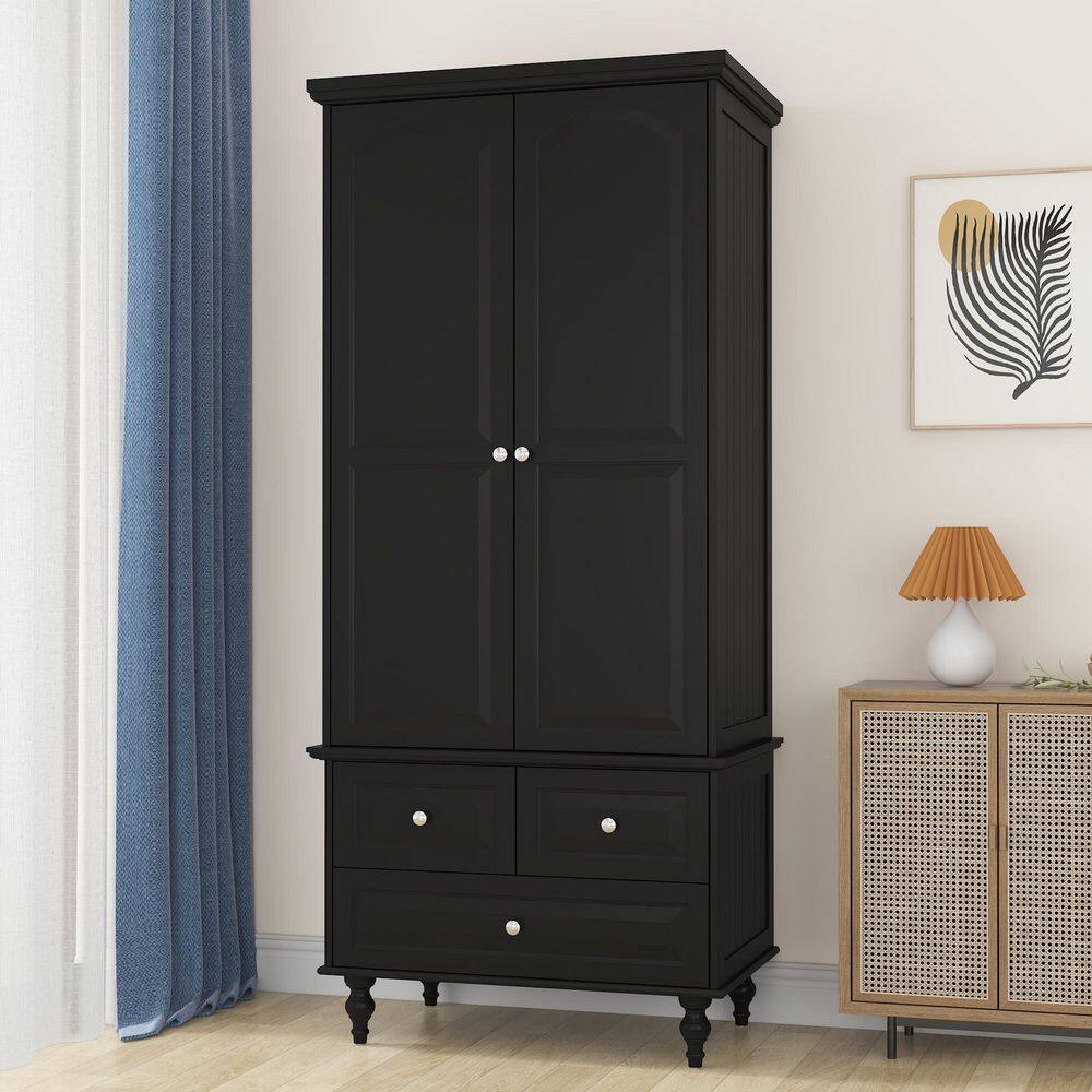 Black 70.9 in. H Accent Cabinet Office Storage Cabinet with Bedroom Armoire, Wardrobe, Garage Cabinet, Storage Cabinet price history on PriceWatchPro