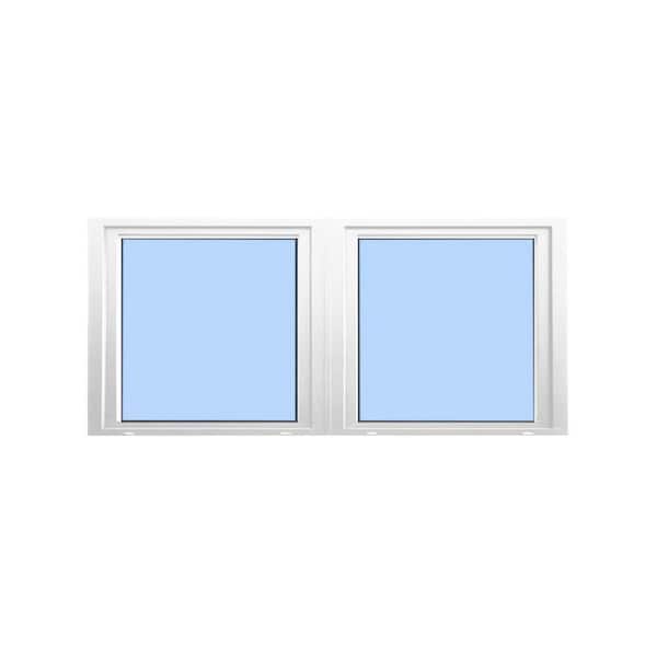 72 in. x 20 in. Elite Euro White Exterior/White Interior Vinyl Double Sash Tilt and Turn Window, LHS/RHS Inward Swing