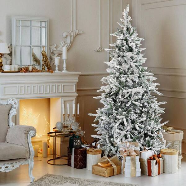 Fraser Hill Farm 9.0-ft. Mountain Pine Snow Flocked Artificial