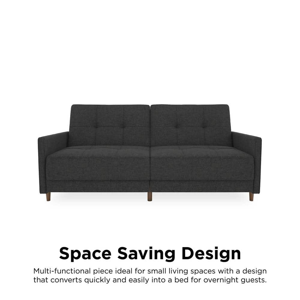 Andora Gray Linen Tufted Twin Sleeper Sofa with Wood Legs