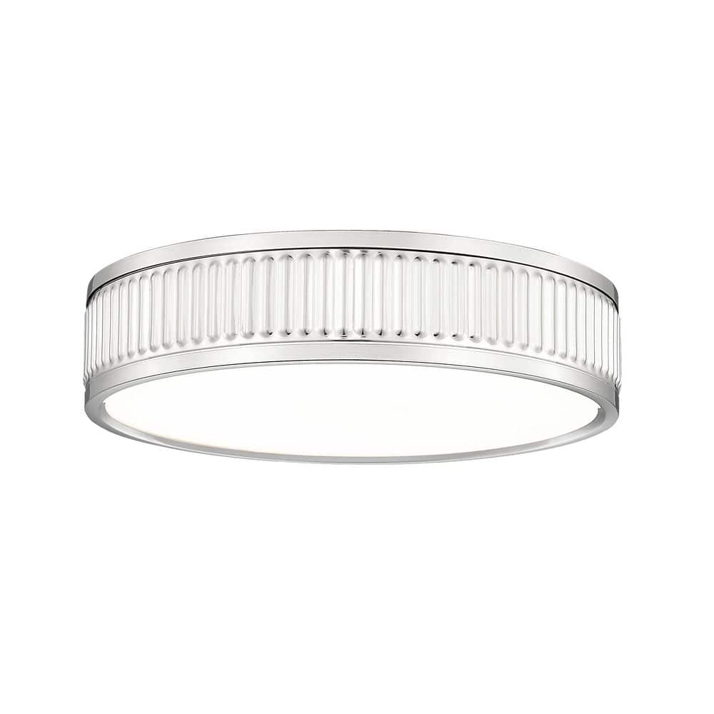 Stari 12.75 in. Brushed Nickel Integrated LED 1 Light Flush Mount with Fros