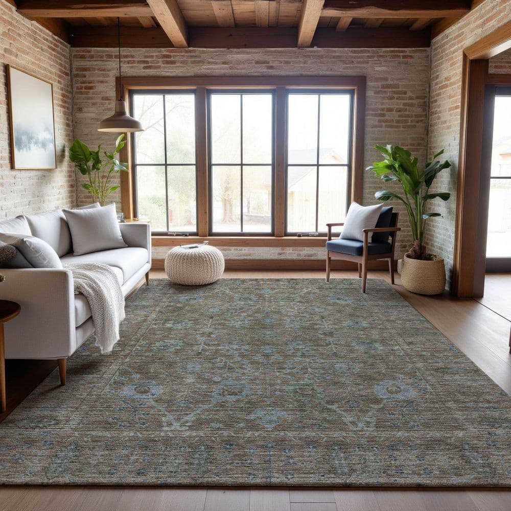 Mayfield Premium Machine Washable Abstract AMF1106 Brown 9 ft. x 12 ft. Area Rug price history on PriceWatchPro