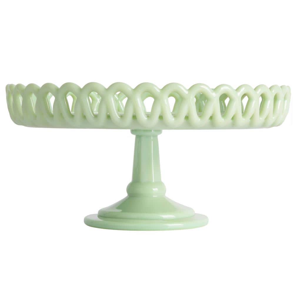 Mint Green Jadeite Glass Pedestal Cake Stand