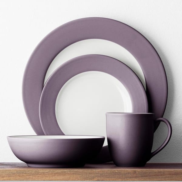 Colorwave Plum 11 in. (Purple) Stoneware Rim Dinner Plates, (Set of 4)