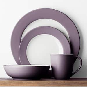 Colorwave Plum 8.25 in. (Purple) Stoneware Rim Salad Plates, (Set of 4)