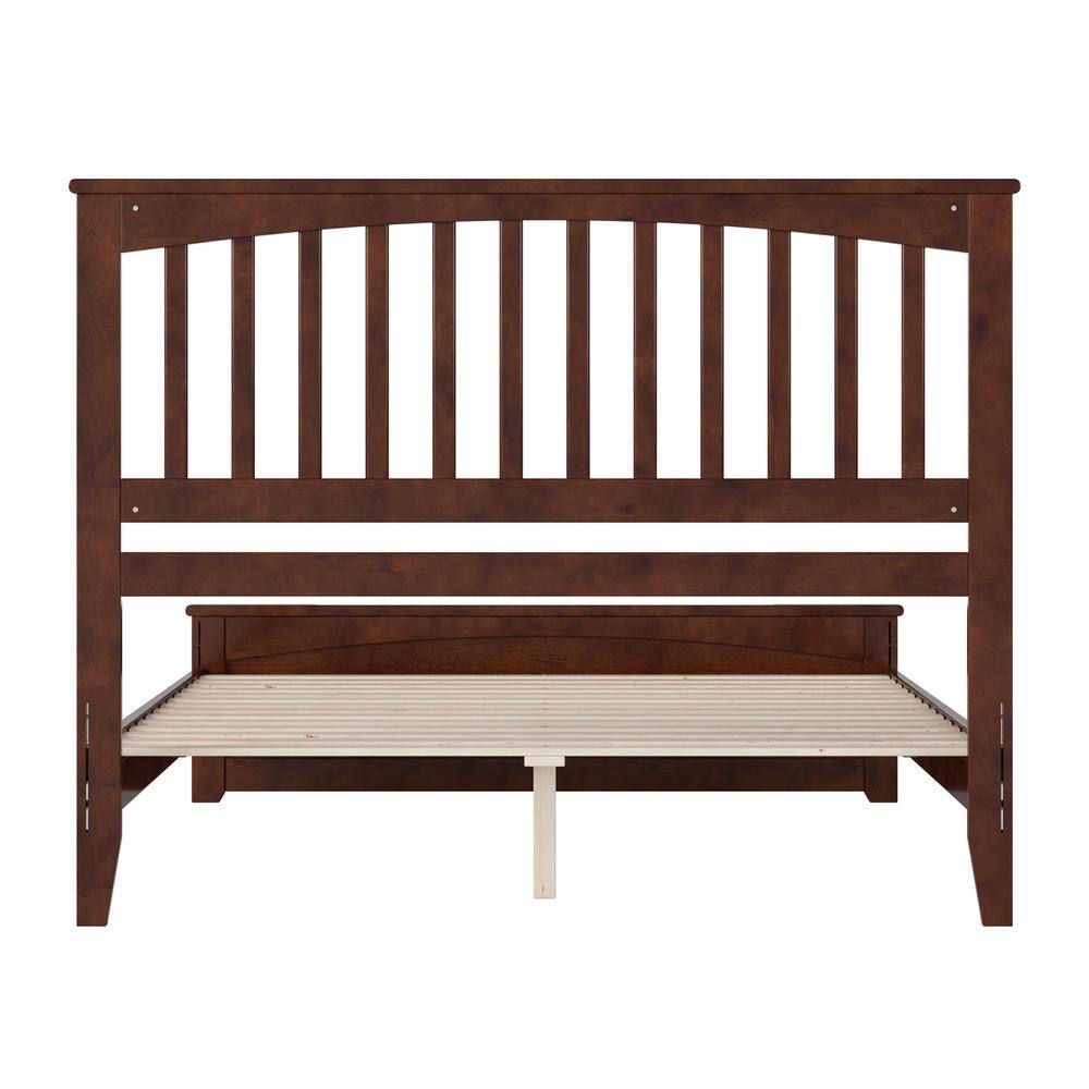 Walnut Queen Wood Platform Bed with Slatted Headboard