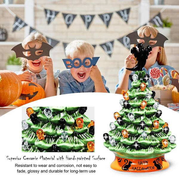 CASAINC 11.5 in. Green Pre-Lit Ceramic Hand-Painted Tabletop Halloween Tree  CA-CM22646 - The Home Depot