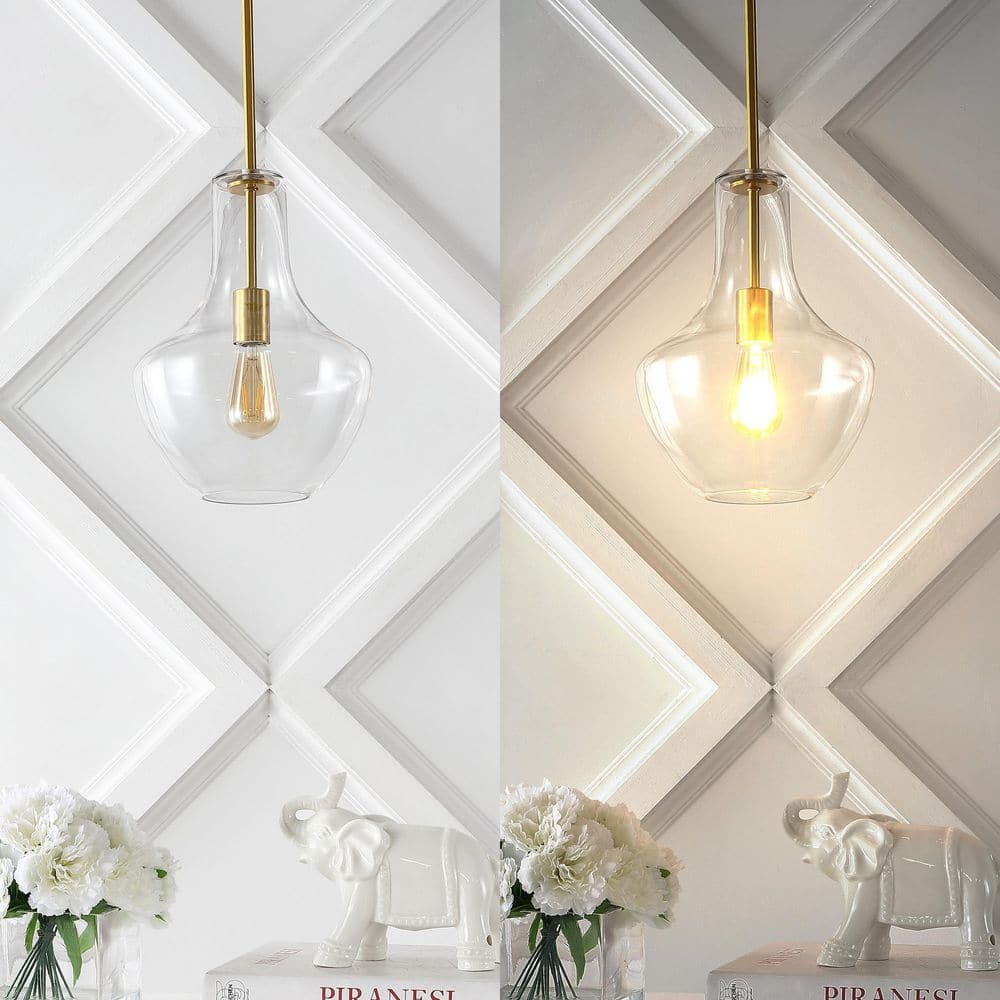 Watts 10.5" Gold and Clear Glass LED Pendant Light