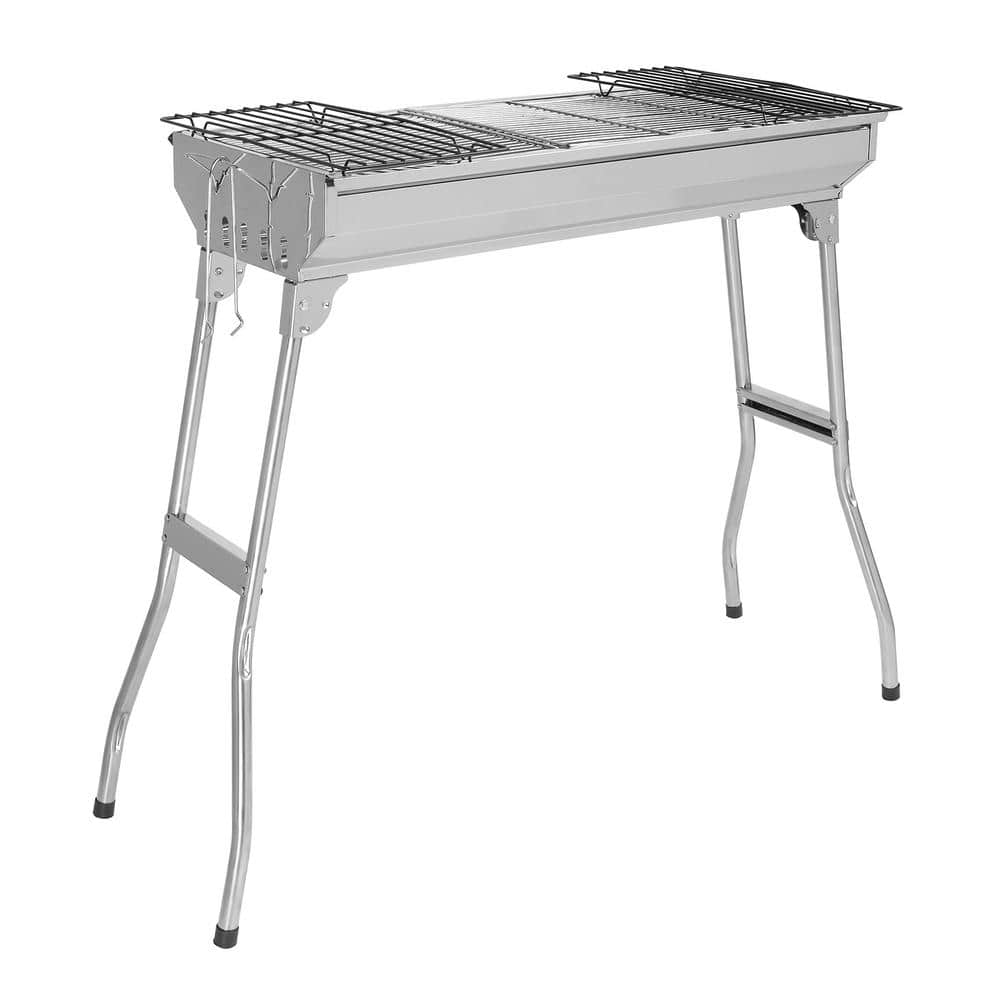 Portable Stainless Steel Charcoal Grill with Folding Legs