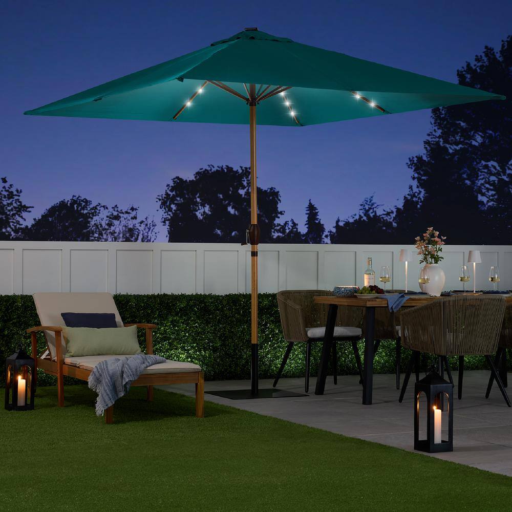 Cerulean Square Solar LED Lighted Patio Umbrella with Metal Pole