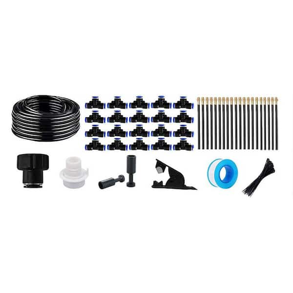 Automatic Garden Drip Irrigation System with Quick Connectors, 360° Nozzles for Lawns, Patios, Plants