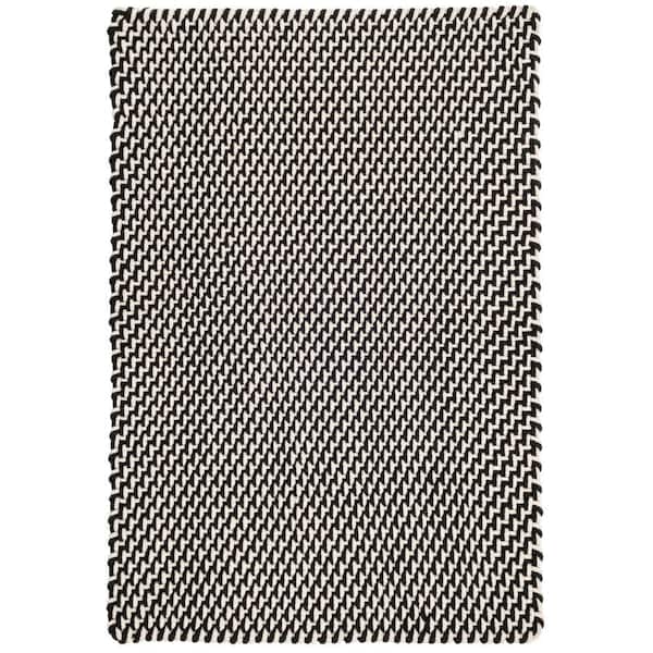 Two-Tone Rope Handwoven Black/Ivory 3 ft. x 12 ft. Outdoor Runner Rug