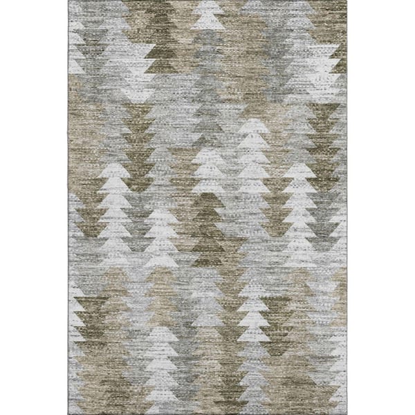 Mayfield Premium Machine Washable Indoor/Outdoor Geometric AMF632 Brown 5 ft. x 7 ft. 6 in. Area Rug