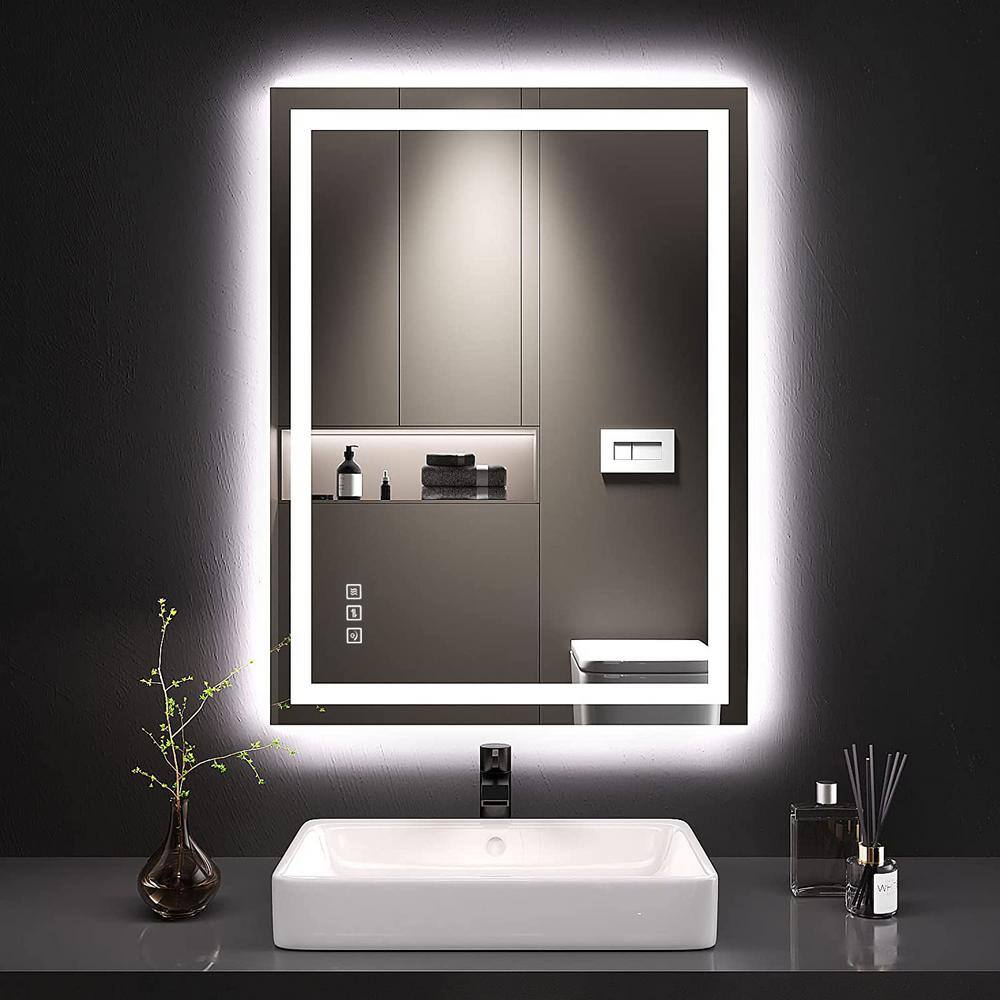 TOOLKISS 24 in. W x 32 in. H Frameless Rectangular Wall Anti-Fog LED ...