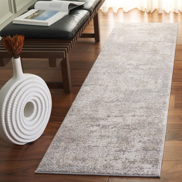 Spirit 2 ft. x 12 ft. Taupe/Ivory Marble Runner Rug