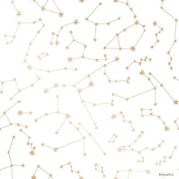 Novogratz Frost and Metallic Gold Constellations Vinyl Peel and Stick Wallpaper Roll (Covers 28 sq. ft.)