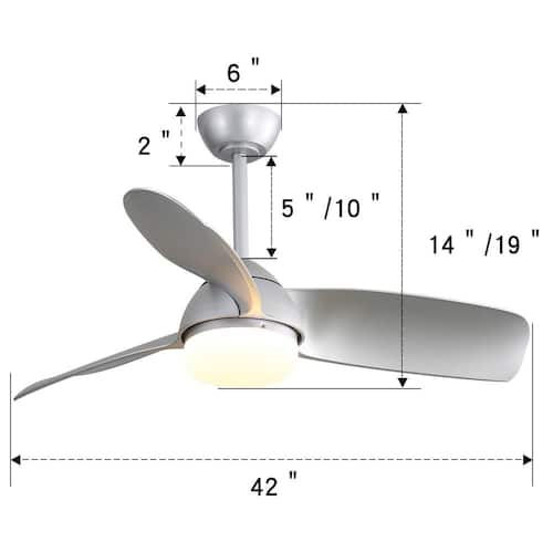 42 in. Indoor Silver ABS Ceiling Fan with 6 Speed Remote Control and Dimmable Light Lighting
