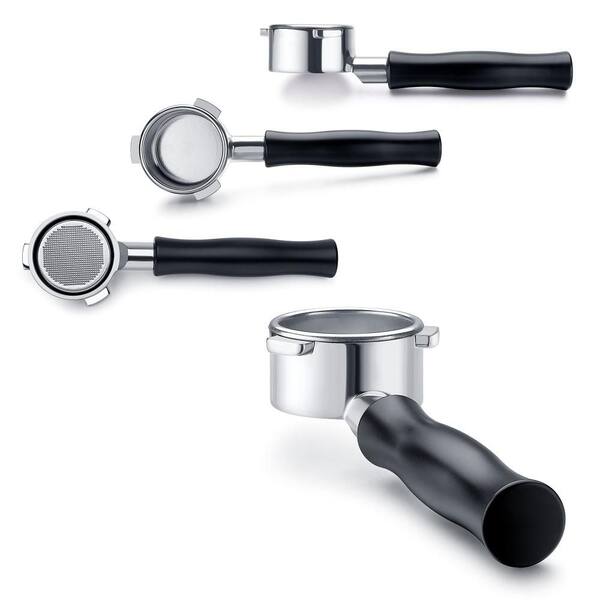 54mm Bottomless Portafilter with 18g Filter Basket, Aluminum handle, Fits Breville Sage Barista Express Machines, Black