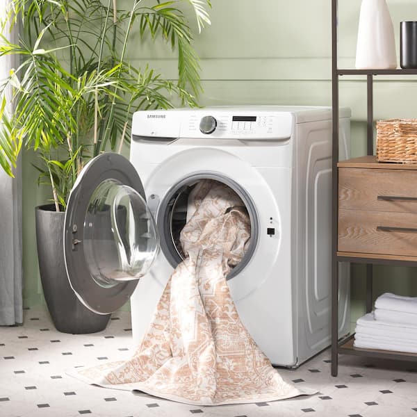 Arizona 5 ft. x 8 ft. Beige/Gold Machine Washable Transitional Medallion Oval Area Rug