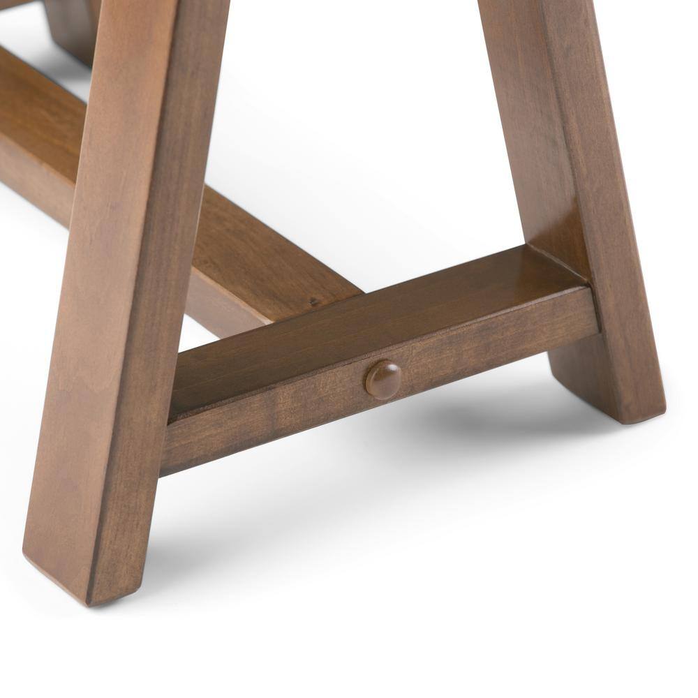 Sawhorse Solid Wood 56" Wide Industrial Writing Desk in Medium Saddle Brown