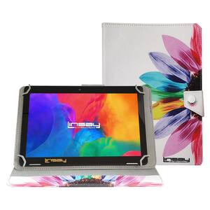 10.1 in. 1280x800 IPS 2GB RAM 32GB Storage Android 12 Tablet with Rainbow Marble Leather Case