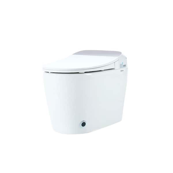 Elongated Bidet Toilet 1.28 GPF in White with Heated Seat Foot sensor Flush, Knob Control, Soft Close