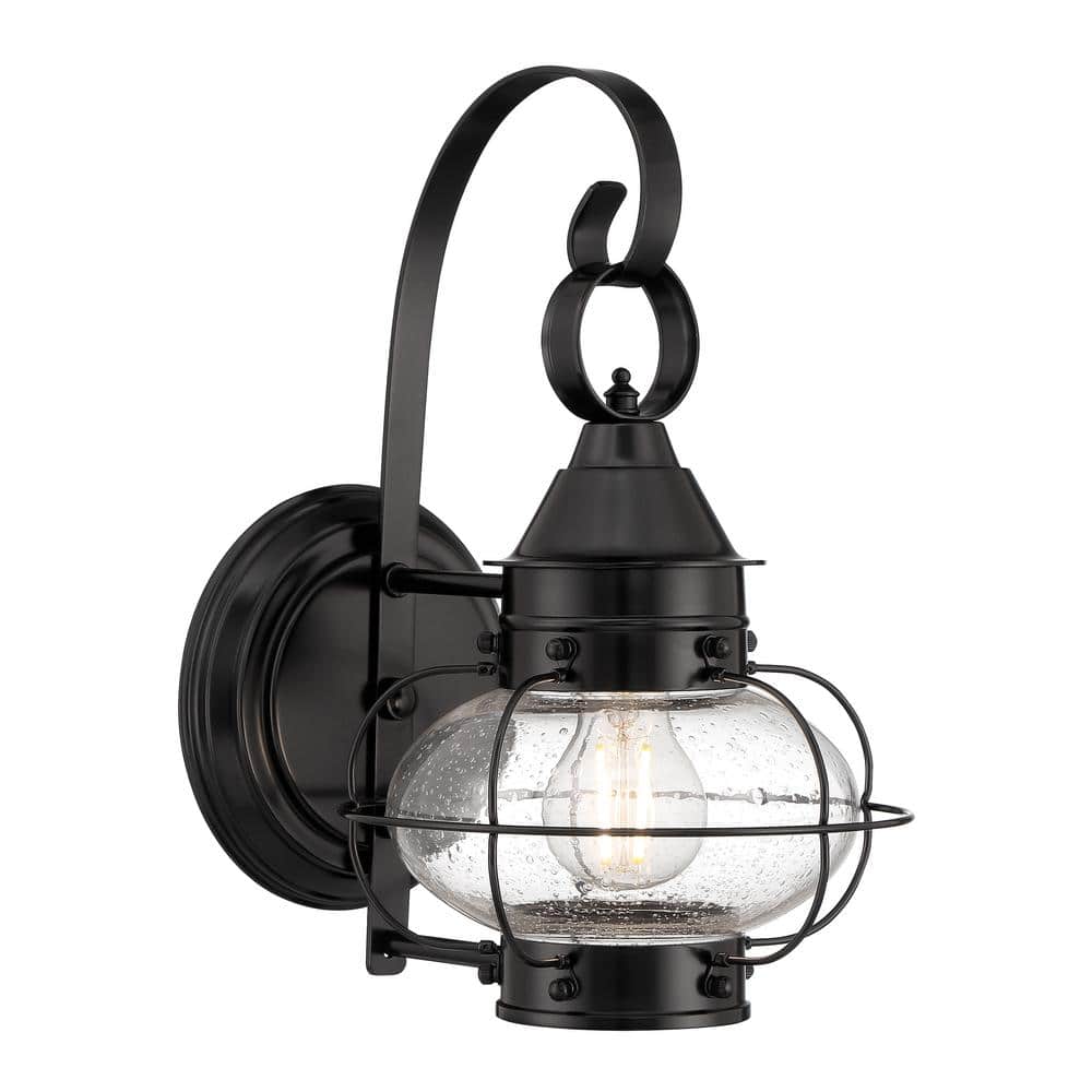 NORWELL Small Cottage Onion 1Light Black Outdoor Wall Sconce with
