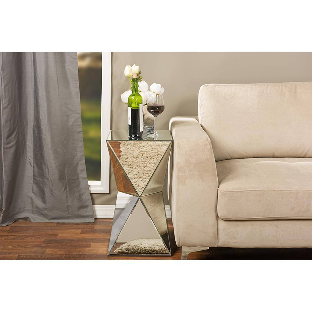 Rebecca Multi-Faceted Mirrored Glass Side Table