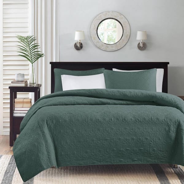 Madison Park Mansfield Balsam Green Polyester Full/Queen Reversible Quilt Set