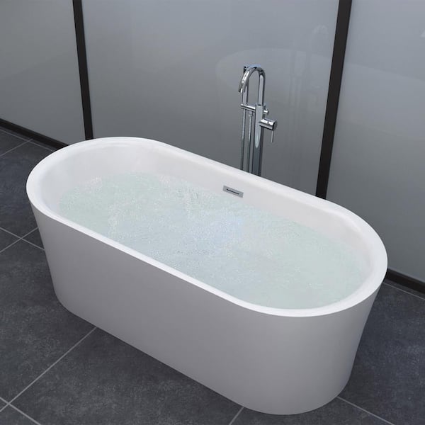Diana 59 in. Acrylic Freestanding Double Ended Air Bath Bathtub with Drain and Overflow Included in White Diana 59 in. Acrylic Freestanding Double Ended Air Bath Bathtub with Drain and Overflow Included in White