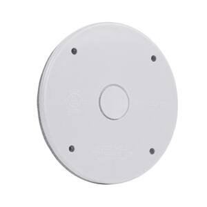 4 in. Round Blank Non-Metallic Weatherproof Cover, White