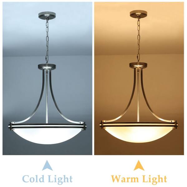 LWYTJO 4-Light 20.5 in. 40-Watt Modern Nickel Bowl Pendant Empire