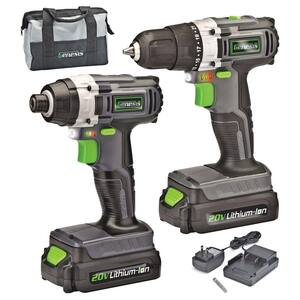 20V Lithium-ion Cordless Variable Speed Drill Driver and Impact Driver with Storage Bag/Charger (2-Tool)