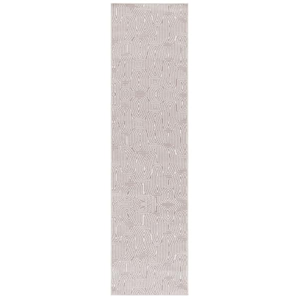 Bayside 2 ft. x 8 ft. Ivory/Light Brown Solid Geometric Runner Rug