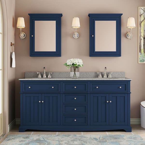 Home Decorators Collection Fremont 72 in. Double Sink Navy Blue