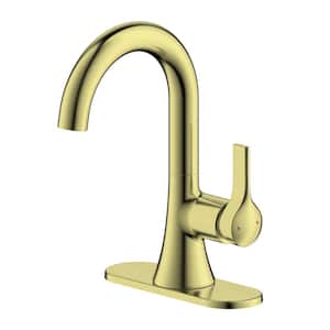Varenne 4 in. Centerset Single-Handle Modern Bathroom Faucet with Deckplate in Gold