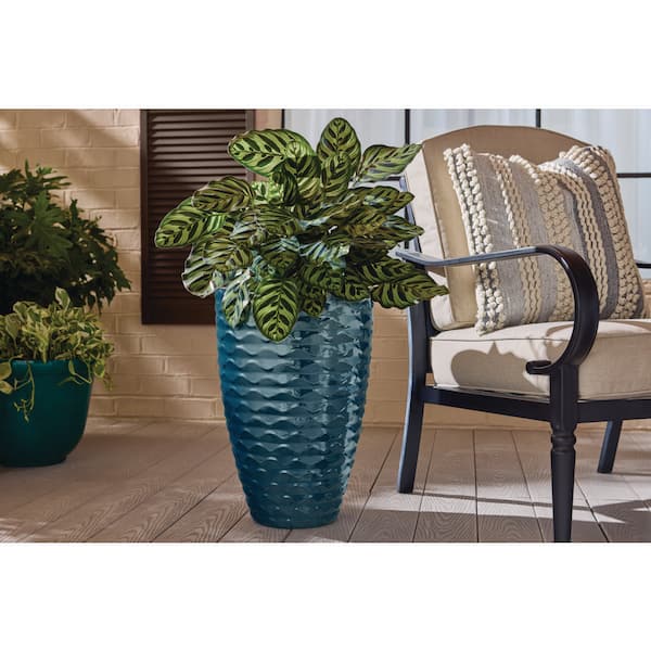 Dottie 14.3 in. W x 21 in. H Decorative Pots Teal Glazed Ceramic Vase Planter