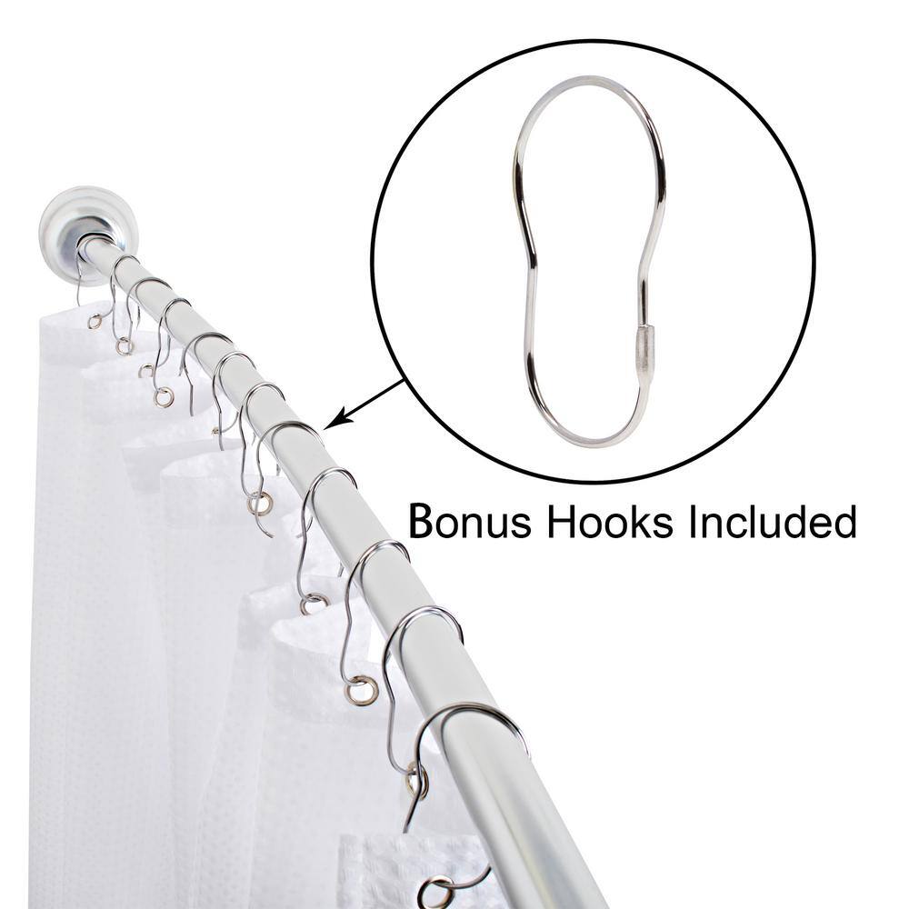 Adjustable Chrome Aluminum Curved Shower Rod, 45-72 Inches