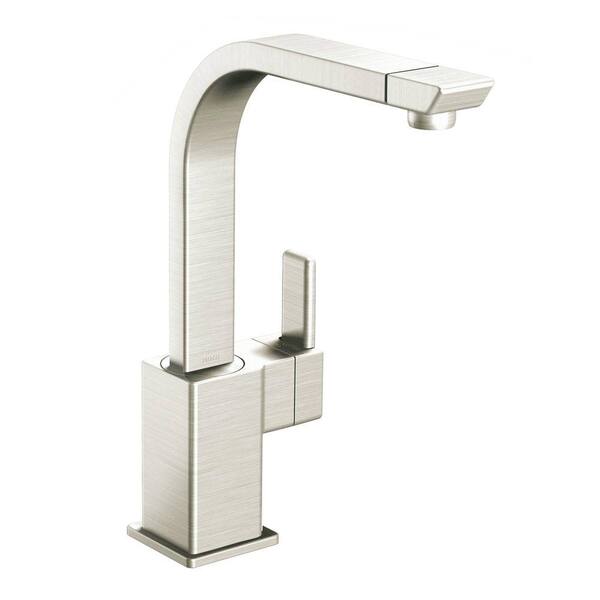 MOEN 90 Degree High-Arc Single-Handle Standard Kitchen Faucet in Classic Stainless