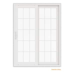 60 in. x 80 in. V-4500 White Vinyl Right-Hand 15 Lite Sliding Patio Door