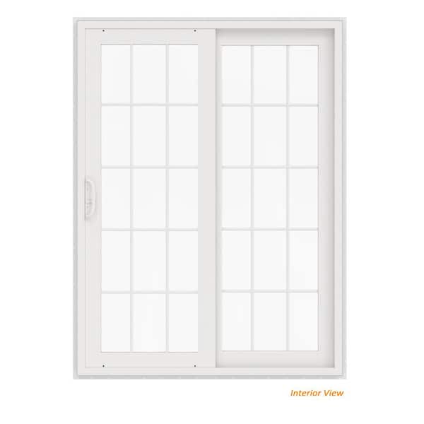 60 in. x 80 in. V-4500 White Vinyl Right-Hand 15 Lite Sliding Patio Door